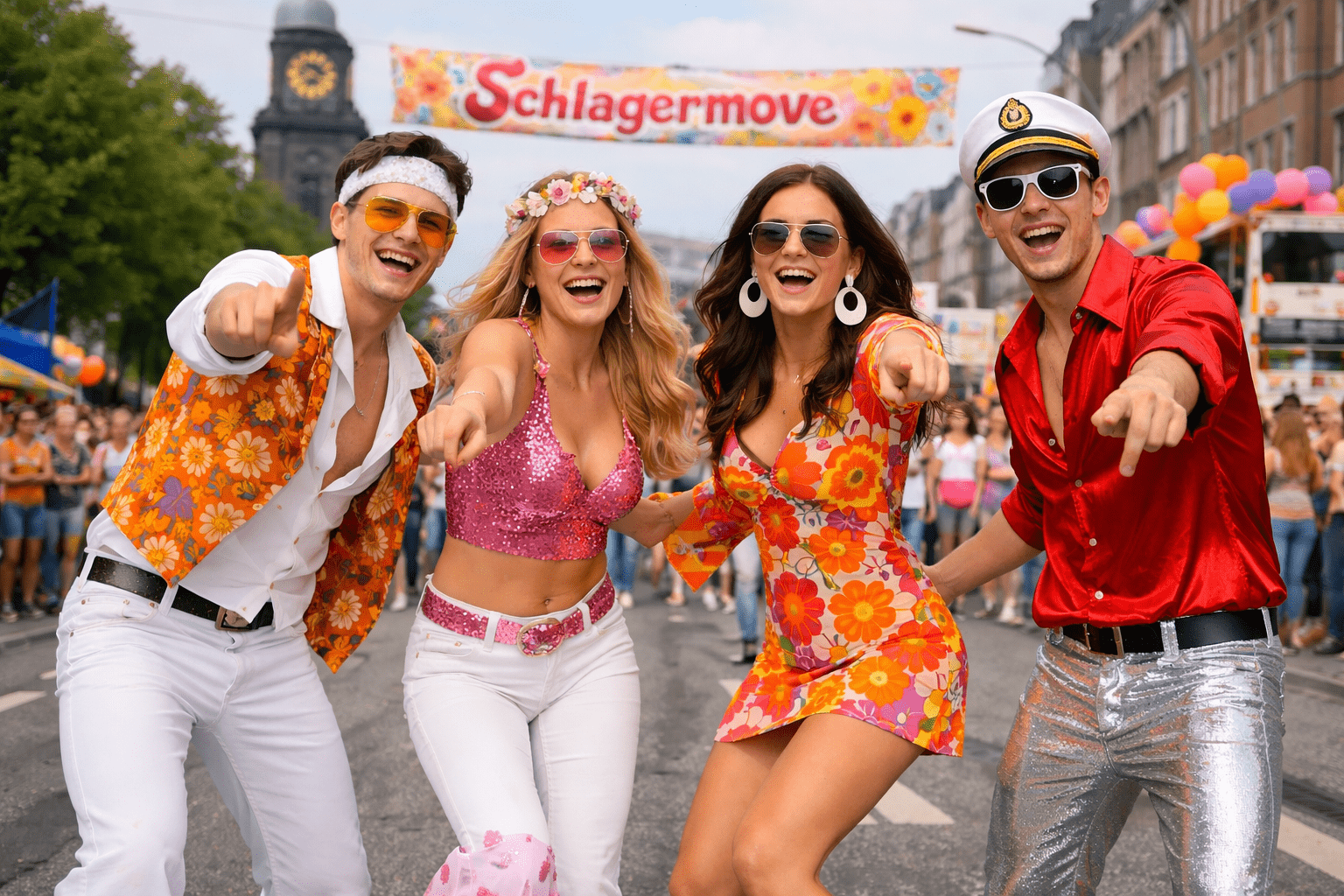 Schlagermove Hamburg Schlagerfans feiern auf den Straßen von Hamburg den Schlagermove