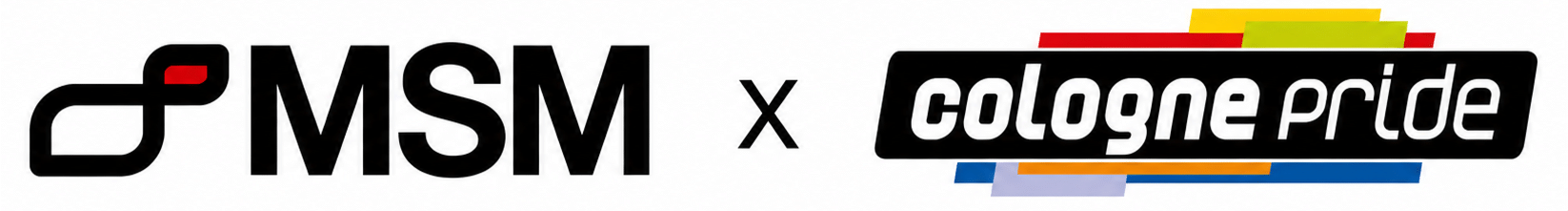 Logo MSM x ColognePride Das Logo der Kooperationspartner MSM und ColognePride e.V.